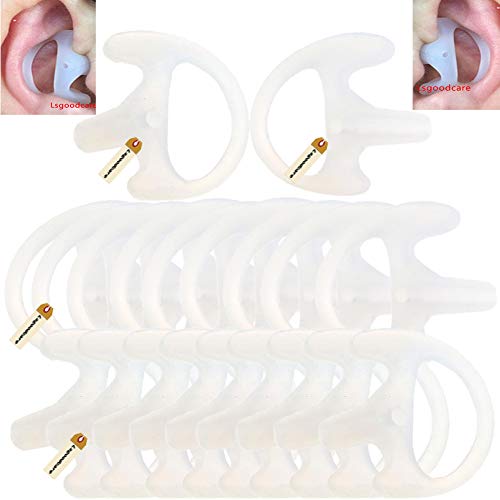 Lsgoodcare 20Pcs Replacement Earmold Earbud (Left and Right Ear) for Two Way Radio Acoustic Coil Tube Earpiece, Walkie Talkie Earmould Ear Buds White Medium, Soft Silicone Ear Pieces