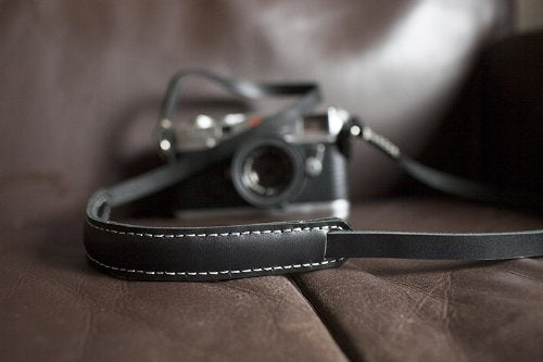 Handmade Genuine Real Leather Camera Strap Neck Strap for Film Camera Evil Camera Black 01-097