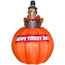 Load image into Gallery viewer, 54&quot;h. Happy Turkey Day Thanksgiving Lighted Inflatable Blow Up Be Thankful Harvest Holiday Airblown Pilgrim Turkey Pumpkin Decoration Air Blown Yard Outdoor Lawn Autumn Fall Decor
