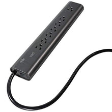 Load image into Gallery viewer, Vari Power Strip (8 Foot) - Black Extension Cord with Multiple Outlets &amp; Power Surge Protection - Power Outlet Extender with 7 Plug in Points - Fits in Cable Management Tray - Office Desk Accessories
