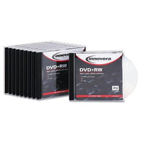 INNOVERA 46846 DVD+RW Discs, 4.7GB, 4x, w/Slim Jewel Cases, Silver, 10/Pack