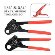 Load image into Gallery viewer, IWISS Combo Angle Head PEX Pipe Crimping Tool Kits Used for 1/2&quot; &amp; 3/4&quot; Pex Crimp with Go/No-Go Gauge with PEX Pipe Cutters suits All US F1807 Standards

