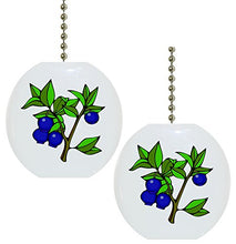 Load image into Gallery viewer, Set of 2 Blueberries Blueberry Fruit Solid Ceramic Fan Pulls
