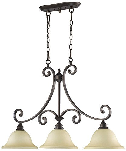 Quorum 6554-3-86 Transitional Three Light Island Pendant from Bryant Collection Dark Finish, 36.00 inches, Oiled Bronze