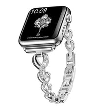Load image into Gallery viewer, SHGM Compatible for iWatch Band 41mm 42mm 44mm 45mm Women Apple Watch Band Metal Wristband with Iwatch Bracelet Replacement Series SE/7/6/5/4/3/2/1Strap Silver
