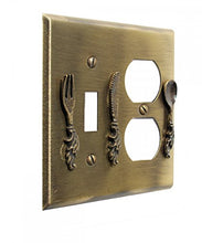 Load image into Gallery viewer, Kitchen Switchplate Antique Silver Brass Toggle/Outlet | Renovator&#39;s Supply
