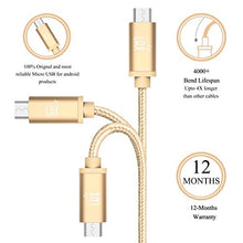 Load image into Gallery viewer, LAX Gadgets Durable Nylon Braided Tangle Free 2.0 Micro USB Android Charging and Data Sync Cable for Samsung, HTC, Motorola, Nokia, Kindle, MP3, Tablet and More[10 Feet-Gold]
