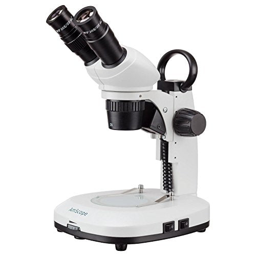 AmScope 20X & 40X Compact Stereo Microscope on Track-Stand with Dual Illumination