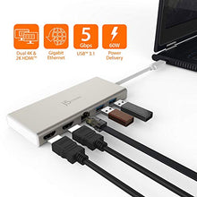 Load image into Gallery viewer, j5create USB-C Mini Dock- Type C Hub with 2X 4K HDMI, 2X USB 3.0, Ethernet, Power Delivery 2.0
