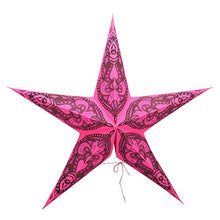 Load image into Gallery viewer, Indian Handmade Pink Paper Star Lantern Lamp Christmas Festive Foldable Paper Hanging Paper Star Lamps
