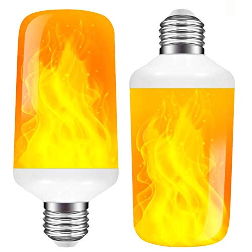 2Pack LED Flame Effect Light Bulb - 4 Modes with Upside Down Effect - E26 Base Flickering Fire Flame Bulbs for Halloween Home/Hotel/Bar Party Decoration