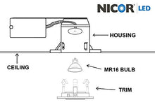 Load image into Gallery viewer, NICOR Lighting 3 inch White Recessed Gimbal Trim for MR16 Bulb (13007WH)
