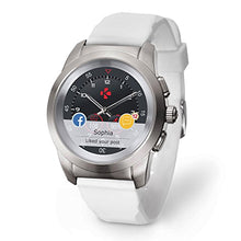 Load image into Gallery viewer, MyKronoz ZeTime Petite Original Hybrid Smartwatch 39mm with Mechanical Hands Over a Color Touch Screen, Swiss Design, iOS and Android  Brushed Silver/White Silicon Flat
