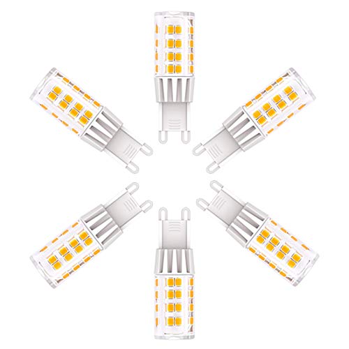 WEAPRIL G9 LED Light Bulbs, 5W (40W Halogen Equivalent), 400LM, 120V,Daylight White (6000K), G9 Base Non-Dimmable for Home Lighting, 6-Pack (Not Dimmable-6000)