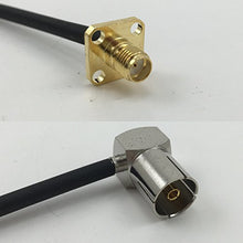 Load image into Gallery viewer, 12 inch RG188 SMA FEMALE FLANGE to DVB Pal Female Angle Pigtail Jumper RF coaxial cable 50ohm Quick USA Shipping
