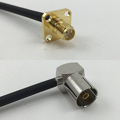 12 inch RG188 SMA FEMALE FLANGE to DVB Pal Female Angle Pigtail Jumper RF coaxial cable 50ohm Quick USA Shipping