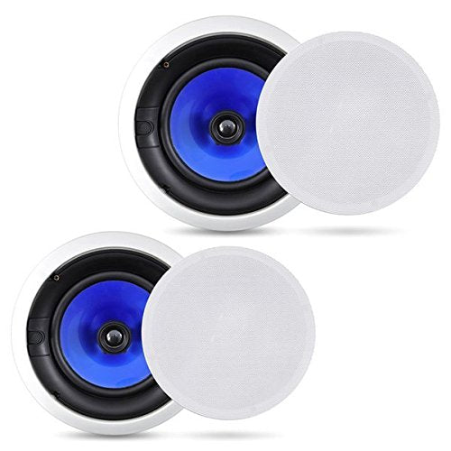 2-Way In-Wall In-Ceiling Speaker System - Dual 6.5 Inch 250W Pair of Hi-Fi Ceiling Wall Flush Mount Speakers w/ 1