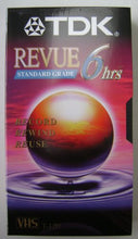 Load image into Gallery viewer, TDK T-120 Revue Standard Grade VHS Video Cassette Tape - 6 hours - Record, Rewind, Reuse
