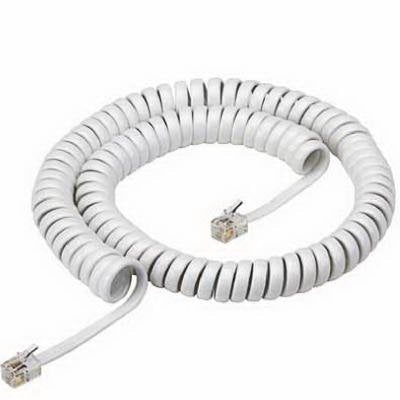 15' Foot White Coiled Telephone Phone Handset Cable Cord by Bistras