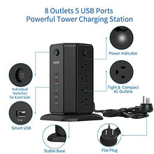 Load image into Gallery viewer, Surge Protector Tower Flat Plug, NTONPOWER 8 Outlets 5 USB Desktop Charging Station with Individual Switches, 6ft Heavy Duty Cord 13A Circuit Breaker for Home Office Dorm Essential
