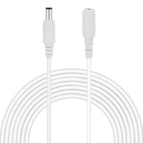 Dericam Universal 10ft Power Extension Cable, DC 12 Volt Power Adapter Extension Cord, Extend Additional 10ft/3 Meters Length for DC 12V Power Adapter or Wall Charger, 5.5mm DC Plug, 12V-3M, White