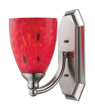 Load image into Gallery viewer, Elk 570-1N-FR 1-Light Vanity in Satin Nickel and Fire Red Glass
