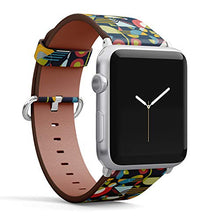 Load image into Gallery viewer, S-Type iWatch Leather Strap Printing Wristbands for Apple Watch 4/3/2/1 Sport Series (38mm) - Abstract Geometric Pattern
