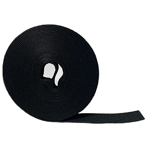 Kable Kontrol Hook and Loop Tape Roll  3/4 Wide x 25 Ft Long  Double Sided Heavy Duty Non-Adhesive Non-Sticky Nylon Reusable Fastener Strip Adjustable Strap Wire Organizer Cable Wrap  Black