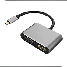 Load image into Gallery viewer, JIMAT 2 in 1 Type C 4K Multiport AV Converter, USB-C to HDMI VGA Video Splitter Cable Adapter | HDTV Monitor Projector | Compatible for MacBook Pro Chromebook Pixel Lenovo 900 Dell XPS Samsung S8 S9
