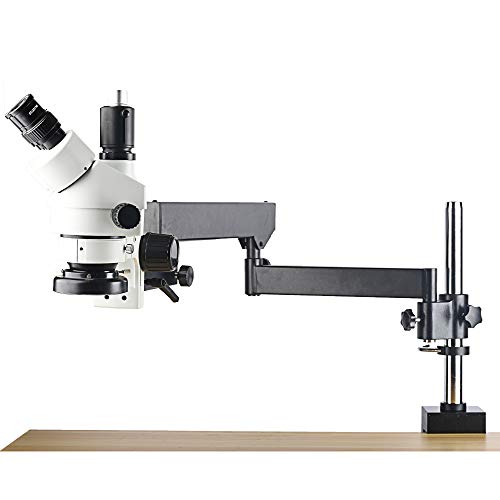 KOPPACE Trinocular Stereo Microscope,WF10X/20 Eyepieces,7X-45X, Mobile Phone Repair Microscope,Rocker Bracket,144 LED Ring Light