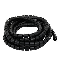 Aexit Flexible Spiral Electrical equipment Tube Cable Wire Wrap Black Manage Cord 15mm Dia x 3 Meter Long with Clip