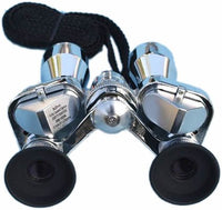 Small Chrome Binoculars w/Leatherette Case
