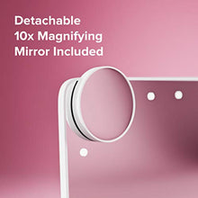 Load image into Gallery viewer, Simply Glamour Adjustable Vanity Mirror with Bluetooth Speaker, USB Charging, LED Lighting, Hands-Free Calling, Siri and Google Assistant Support (10x Magnifying Mirror Included)

