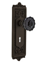 Load image into Gallery viewer, Nostalgic Warehouse 726992 Egg &amp; Dart Plate with Keyhole Single Dummy Crystal Black Glass Door Knob in Oil-Rubbed Bronze
