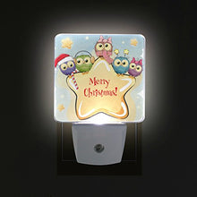 Load image into Gallery viewer, Naanle Set of 2 Merry Christmas Owls Star Santa Hat Auto Sensor LED Dusk to Dawn Night Light Plug in Indoor for Adults
