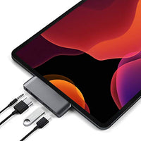 Satechi Aluminum Type-C Mobile Pro Hub Adapter with USB-C PD Charging, 4K HDMI, USB 3.0 & 3.5mm Headphone Jack  Compatible with 2021 iPad Pro M1, iPad Mini 6 Gen, 2020/ 2018 iPad Pro (Space Gray)