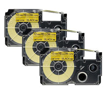 Load image into Gallery viewer, 3/Pack LM Tapes Premium Compatible LW12YW 1/2 in Black on Yellow Tape Cassette
