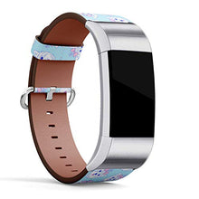Load image into Gallery viewer, Replacement Leather Strap Printing Wristbands Compatible with Fitbit Charge 2 - Cute Dog Pattern on Blue Stripe Background
