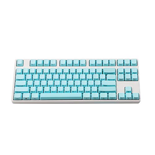 Side-Printed Thick PBT OEM Profile 87 ANSI Keycaps for MX Switches Mechanical Keyboard (Only Keycap) (Light Blue)