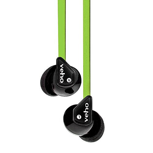 Veho Z-1 in-Ear Headphones | Anti Tangle Cable | Stereo Noise Isolating | Earbuds | Earphones - Green (VEP-003-360Z1-L)