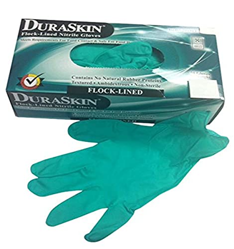 Liberty Glove & Safety 2018FL/2XL Duraskin Flocked Lined Nitrile Disposable Glove, XX-Large, Green (Pack of 50)