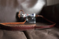 Handmade Genuine Real Leather Camera Strap Neck Strap for Film Camera Evil Camera Brown 01-103