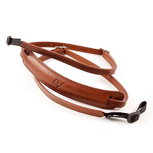 4V Design Lusso Tuscany Leather Slim Handmade Leather Camera Strap w/Universal Fit Kit, Brown/Brown (2SP01BVV2323)