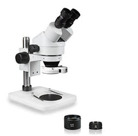 Parco Scientific PA-1EZ-IFR07 Binocular Zoom Stereo Microscope, 10x WF Eyepiece, 0.7X4.5X Zoom, 3.5X90x Magnification, 0.5X & 2X Auxiliary Lens, Pillar Stand, 144-LED Ring Light with Control
