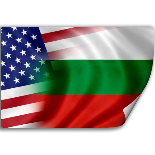 ExpressItBest Sticker (Decal) with Flag of Bulgaria and USA (Bulgarian)