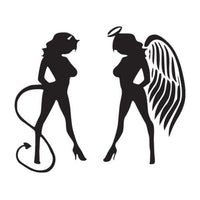 Devil Angel Girls Ladies Vinyl Decal Window Sticker Car Graphic Sexy Silhouette, Die cut vinyl decal for windows, cars, trucks, tool boxes, laptops, MacBook - virtually any hard, smooth surface