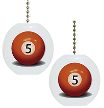 Load image into Gallery viewer, Set of 2 Billiards 5 Ball Solid Ceramic Fan Pulls
