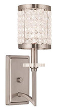 Load image into Gallery viewer, Wall Sconces 1 Light with Clear Crystals Brushed Nickel Size 10 in 60 Watts - World of Crystal
