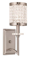 Wall Sconces 1 Light with Clear Crystals Brushed Nickel Size 10 in 60 Watts - World of Crystal