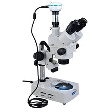 Load image into Gallery viewer, OMAX 3.5X-45X Digital Trinocular Table Stand Stereo Microscope with 2.0MP USB Digital Camera and Dual Illumination System
